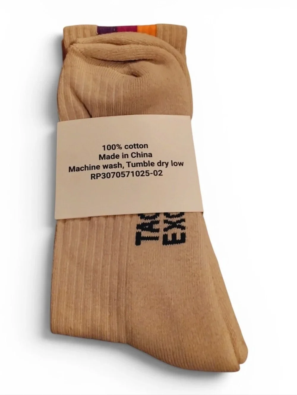 NWT - Taco Bell Tan 3-Stripe Crew Socks 100% Cotton New